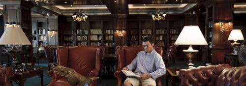 Student studying in heritage room