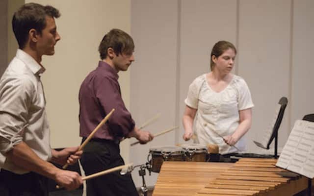 Students playing percussion