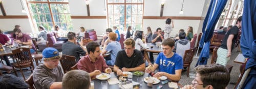 Students eating in dining hall