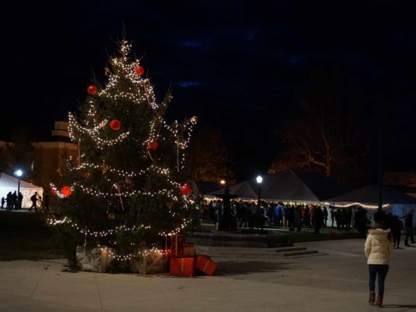 Christmas tree on campus during founding festival 2019