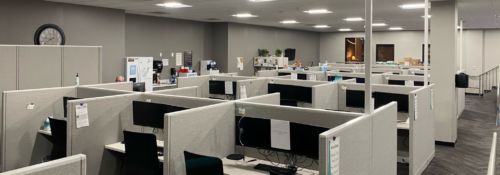Office space with cubicles