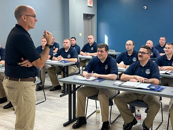 Hillsdale College Law Enforcement Constitution Course instructor lecturing cadets